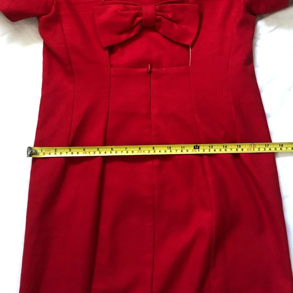 Maeve Red Shift Dress Women’s Open Back Bow Detail Mini Short Sleeve Size 4 - Picture 10 of 11